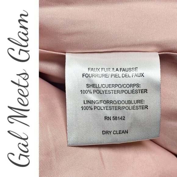 GAL MEETS GLAM Blush Pink Willa Faux Fur Teddy Jacket Fleece, Size Large - Picture 9 of 11